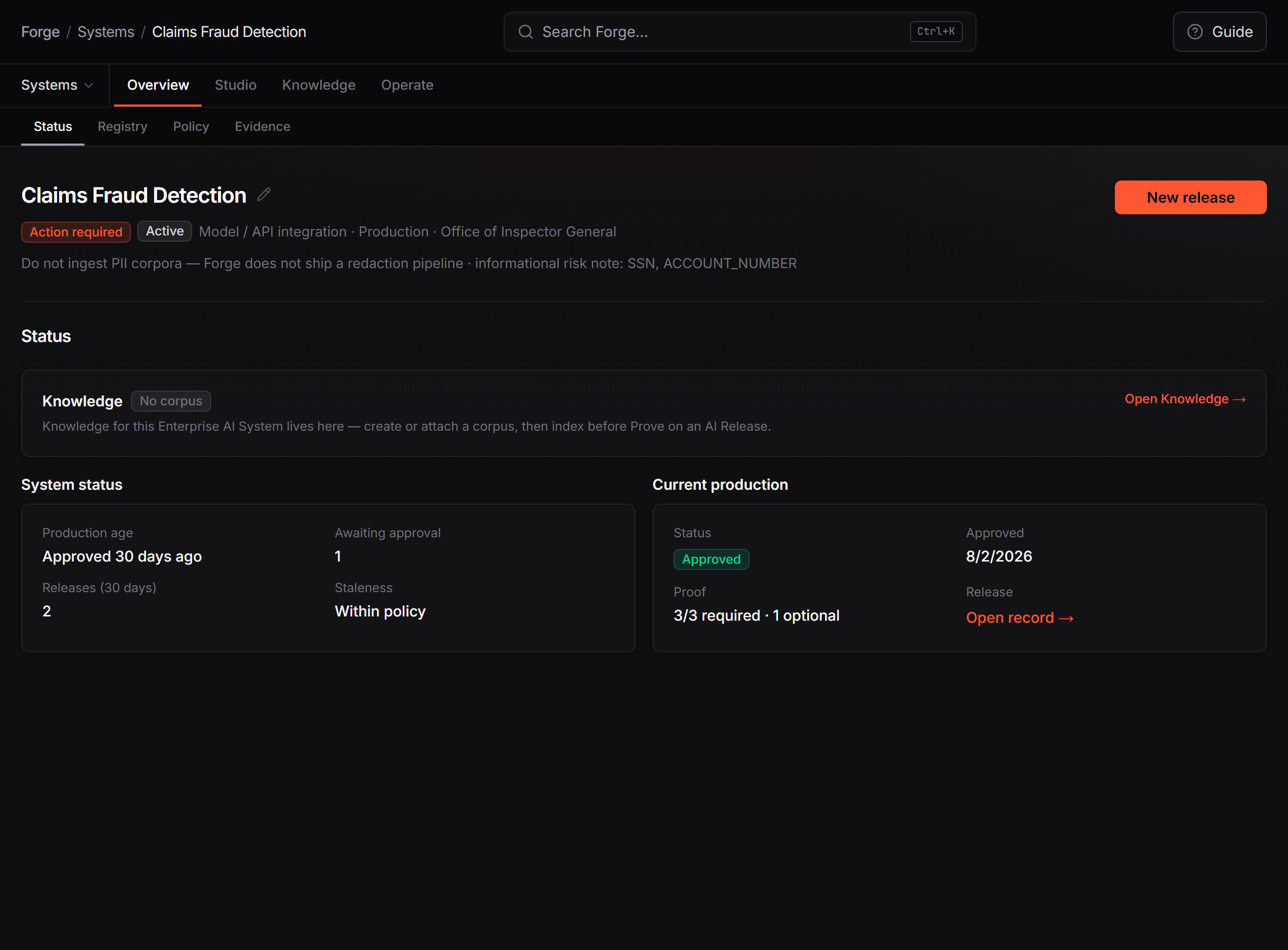 System: System record overview