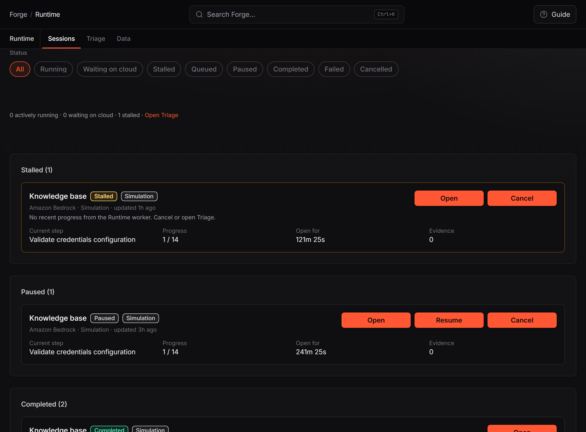 Sessions: Runtime sessions hub